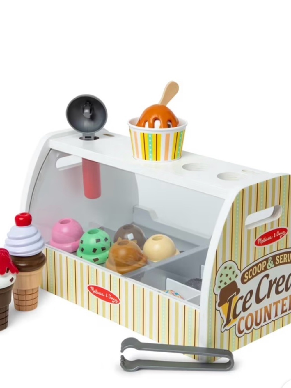 Melissa & Doug Kids Ice Cream Counter Playset - White and Multicolor